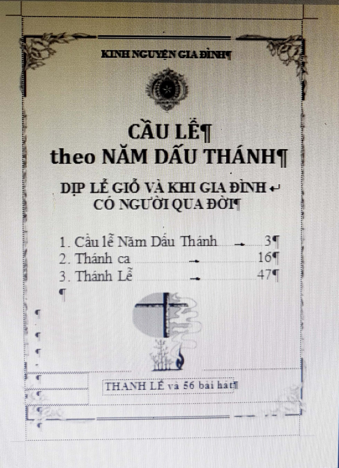 CẦU LỄ THEO NĂM DẤU THÁNH