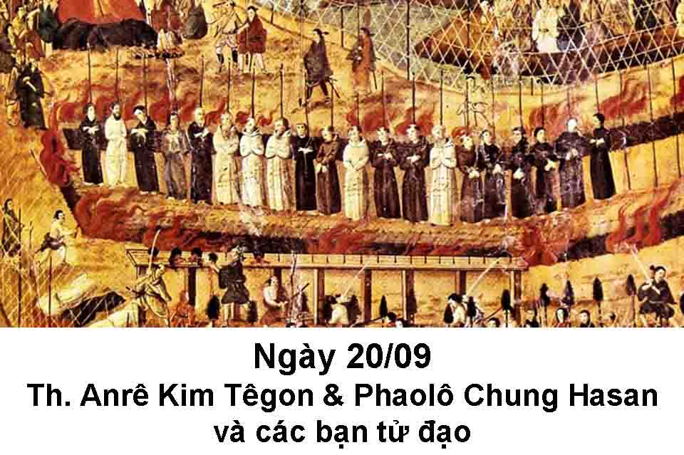 Ngày 20/09 thánh Anê Kim Taegon, Phaolô Chong Hasang và các bạn tử đạo