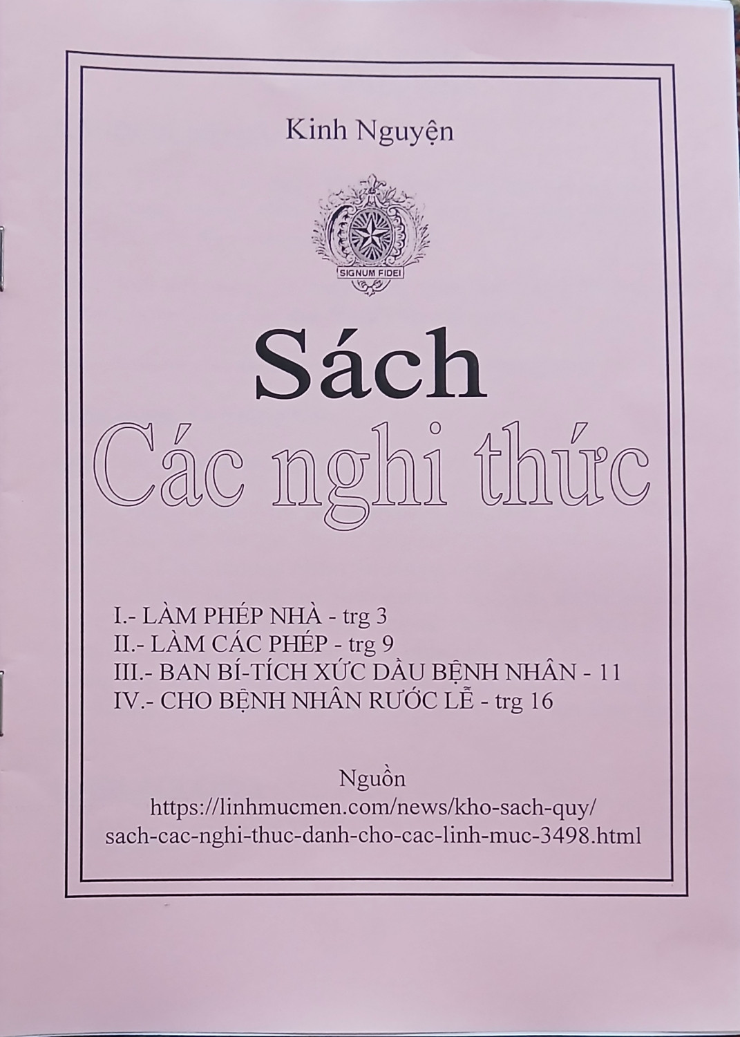 Sách các nghi thức - dành cho các linh mục